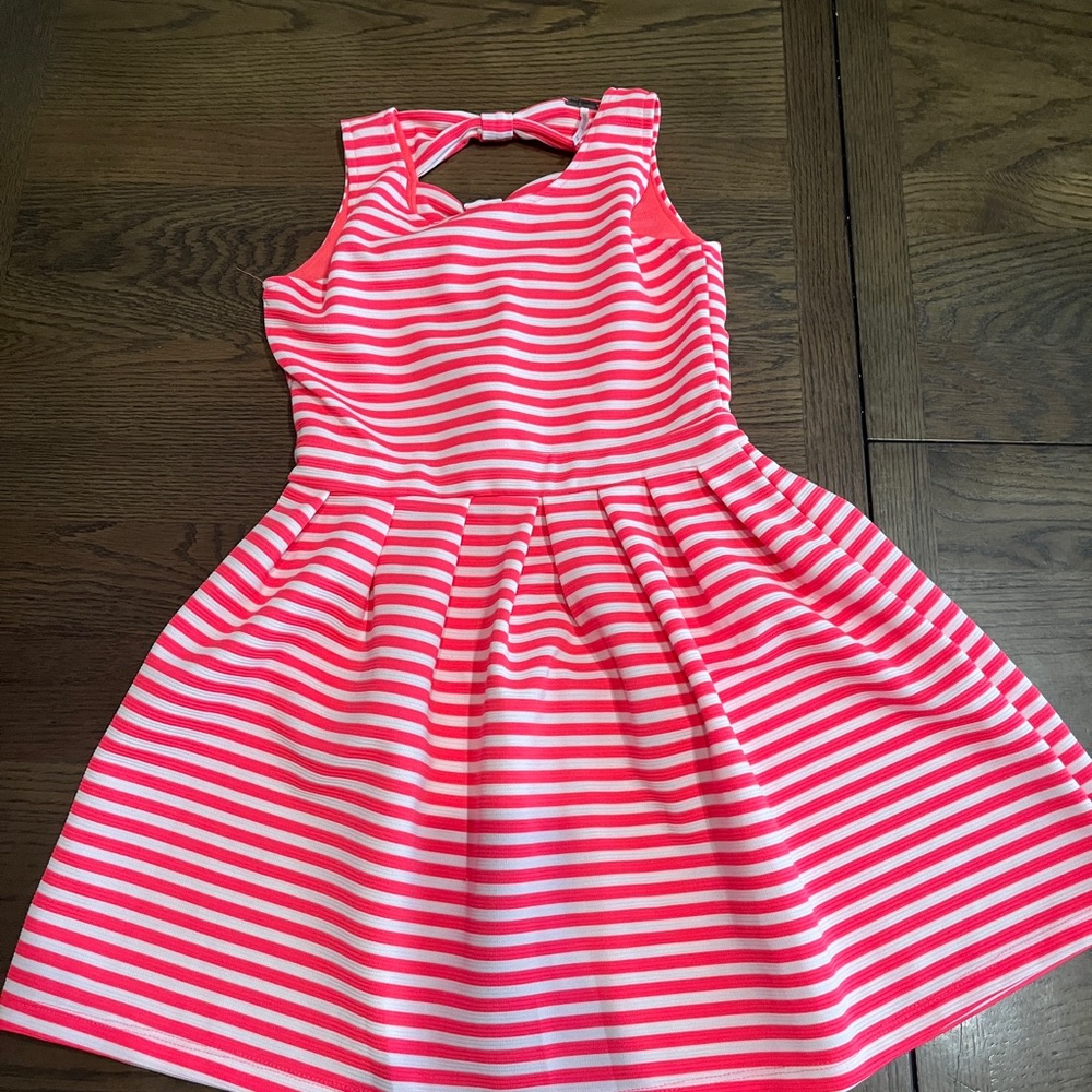 Pink and white striped girls dress